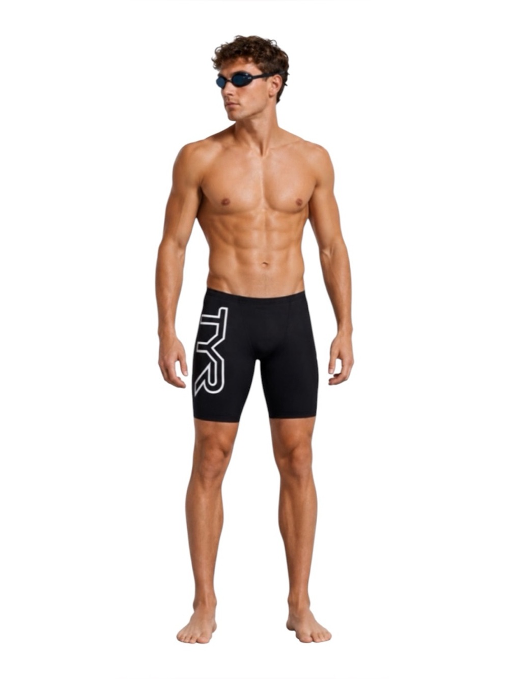 TYR Men's Black Logo Jammer Swim Shorts Size 28 Large NWT Competition Swim